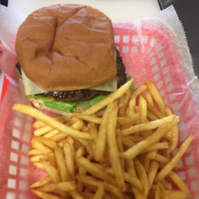 37. Downtown 4oz Burger W/fries & Drink.