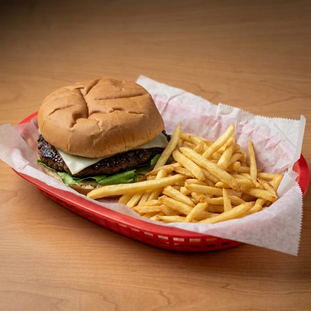 37. Downtown 4oz Burger W/fries & Drink.